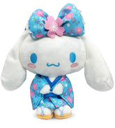 Presenting the beloved Cinnamoroll in high quality plush form, decked in traditional Japanese blue cherry blossom kimono and matching sakura bow.  Sanrio collectors, grab this special Cherry Blossom Kimono Cinnamoroll Plushie