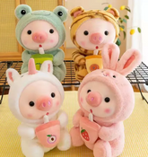 As if chubby pigs with round black eyes and flushing cheeks weren’t enough to make you squeal, these cuties are also in disguise and drinking boba! With high quality touches, like embroidered boba cups, nothing was held back on these Boba Pigs Plushies in Disguise Kawaii stuffed animals