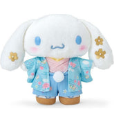 plushie! Dressed in a beautifully detailed blue man's style kimono, Cinnamoroll embodies sophistication with his antique-style, golden flowers, and intricate floral patterns. Highlighting traditional Japanese aesthetics, his outfit is complete with a matching obi sash.
This absolutely gorgeous and unique plushie is the perfect addition to any Sanrio collection and a delightful way to bring a piece of Japanese culture into your home.