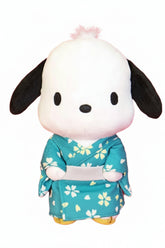 This is a very hard to find, limited edition plushie featuring Pochacco in an amazing traditional blue patterned kimono! We cannot guarantee that we will get any more in stock.
Sweet and peppy Pochacco, charming generations of admirers for decades, appears as a high quality plush in traditional Japanese kimono! A lovely blue-green teal color brings a sophisticated but playful energt. Sanrio collectors, grab this limited edition Pochacco Kimono Plushie while the opportunity exists!