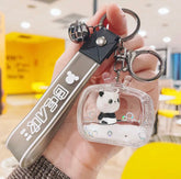 The Retro TV Set Liquid Panda Keychains feature an adorable panda sitting pretty while glittery pieces float around him. Keep track of your keys in style and use the attached plastic handle to both hang and find your keys in a pinch. A different kind of accessory, departing from your mainstream characters, while holding its own in the cute and beloved category. Bring this guy with you wherever you go!