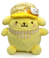 The yellow gingham print outfit adds a touch of classic style to his ensemble, while the newsboy hat and neck handkerchief brings a playful and fashionable flair. Whether you're a collector of Sanrio treasures, a lover of cute plushies, or simply looking to brighten your day with a touch of whimsy, this Newsboy Pompompurin Plushie in Yellow Gingham is sure to steal your heart.