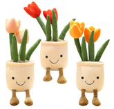 Our Tulip Flower Potted Plant Plushies will delight with their perfect petals, chunky soft stems, happy smiles and their fun, floppy legs. Perched on a shelf or snuggled beside a photo-frame these pleasant plants are sure to bring a touch of positivity to any home or workspace !