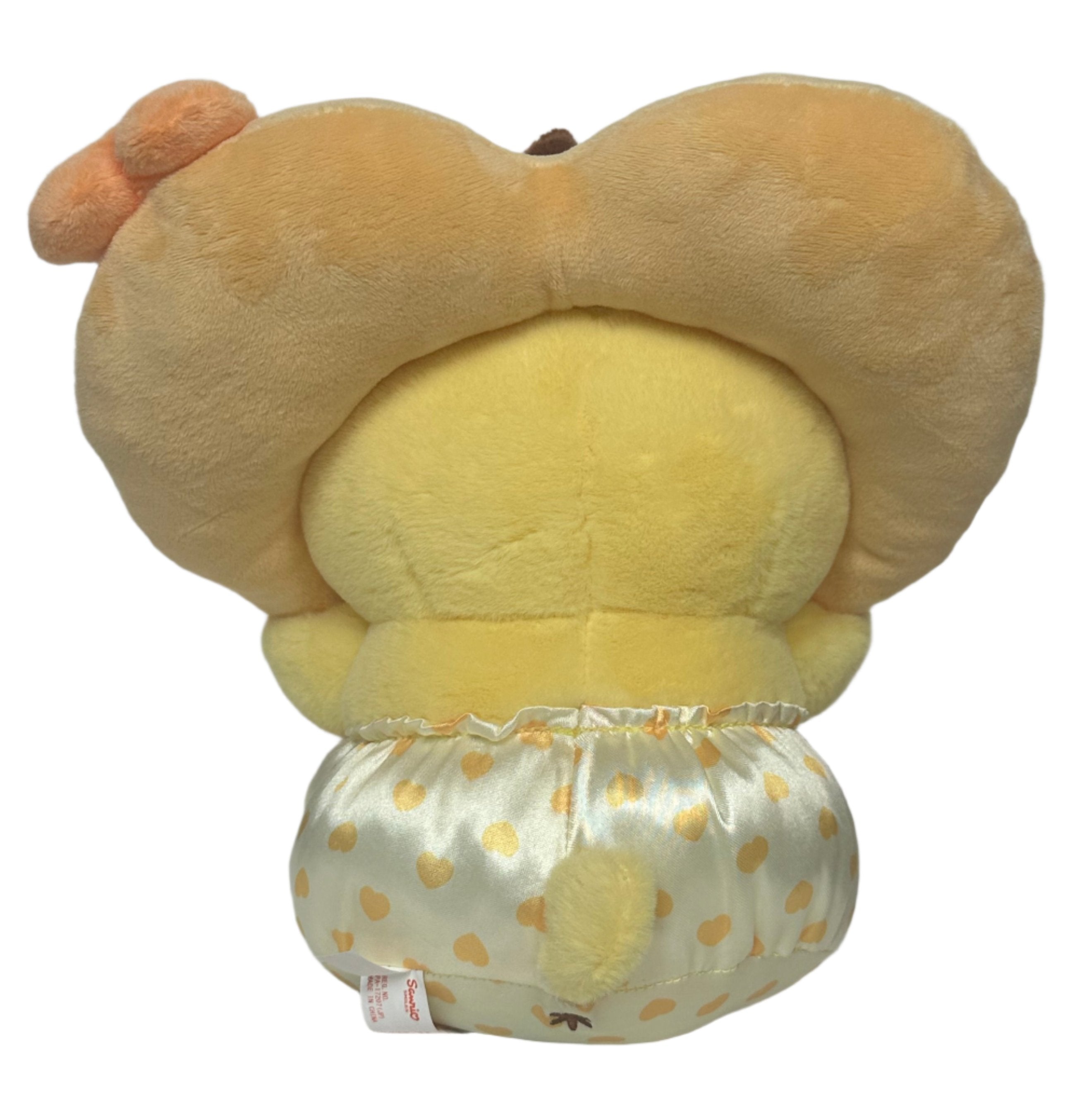 This adorable All Love Pompompurin Colorful Hearts Yellow Plushie features a baby-like cuteness design that is simply irresistible. Its delightful appearance is sure to bring a smile to your face.

The wreathed heart around Pompompurin's head makes his smile even sweeter and snugglier. This charming detail adds an extra touch of warmth and love to the Sanrio doggie. You'll love cuddling up with this soft and huggable friend.