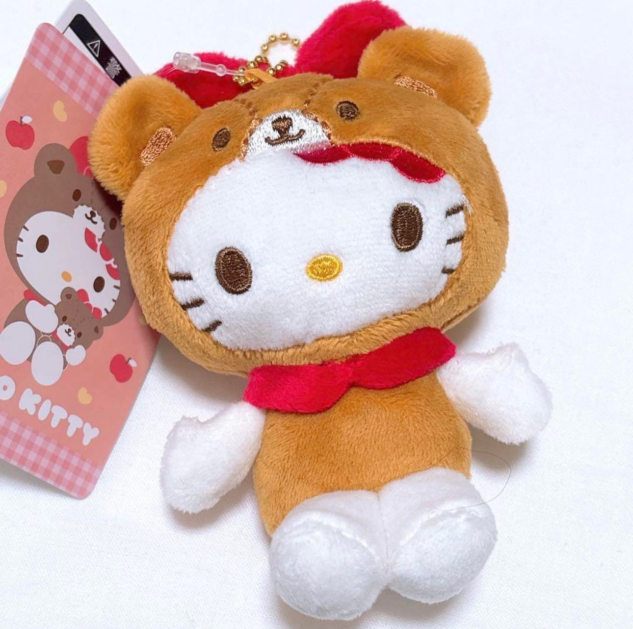 Hello Kitty Tiny Chum Teddy Bear Plush Keychain