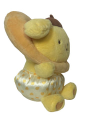 This adorable All Love Pompompurin Colorful Hearts Yellow Plushie features a baby-like cuteness design that is simply irresistible. Its delightful appearance is sure to bring a smile to your face.

The wreathed heart around Pompompurin's head makes his smile even sweeter and snugglier. This charming detail adds an extra touch of warmth and love to the Sanrio doggie. You'll love cuddling up with this soft and huggable friend.