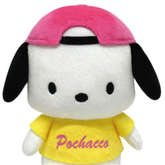 Step back in time with our RARE 90s Style Throwback Retro Pochacco Plushie! This exclusive vintage-inspired version of Sanrio's sporty pup captures the iconic aesthetic of 90s kawaii culture. Featuring Pochacco in his classic sporty style with retro style backwards pink cap and yellow t-shirt with his name embroidered across it, this rare collector's piece brings back all the nostalgic feels while maintaining his playful charm. Each detail has been carefully crafted to honor the golden age of Sanrio.