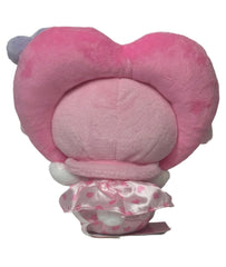 This adorable All Love My Melody Colorful Hearts Pink Plushie features a baby-like cuteness design that is simply irresistible. Its delightful appearance is sure to bring a smile to your face.

The wreathed heart around My Melody's head makes his smile even sweeter and snugglier. This charming detail adds an extra touch of warmth and love to the Sanrio plushie. You'll love cuddling up with this soft and huggable friend.