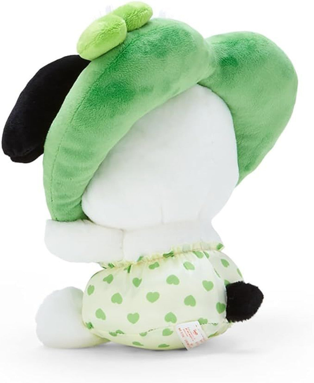 This adorable All Love Pochacco Colorful Hearts Green Plushie features a baby-like cuteness design that is simply irresistible. Its delightful appearance is sure to bring a smile to your face.

The wreathed heart around Pochacco's head makes his smile even sweeter and snugglier. This charming detail adds an extra touch of warmth and love to the Sanrio doggie. You'll love cuddling up with this soft and huggable friend.