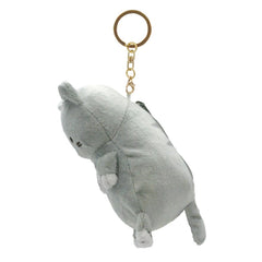 Neko Cat Zippered Pouch Plush Keychain, Grey Stripe