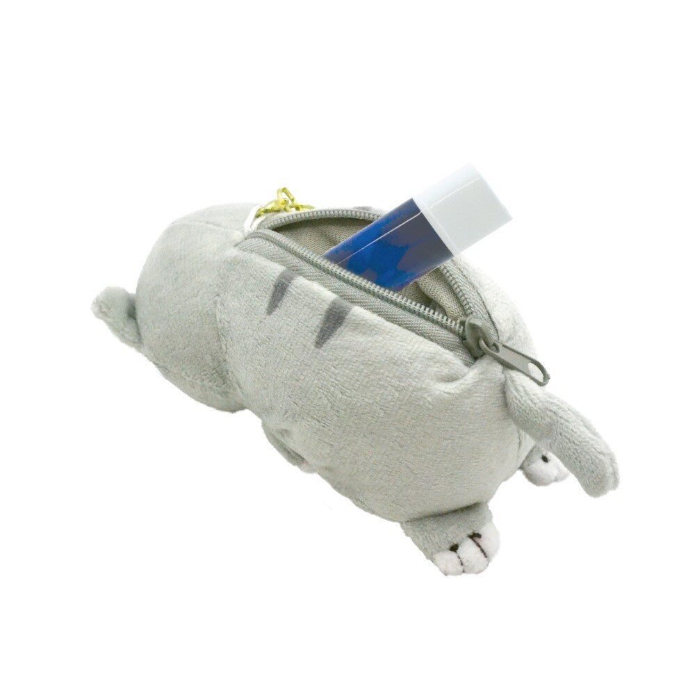 Neko Cat Zippered Pouch Plush Keychain, Grey Stripe