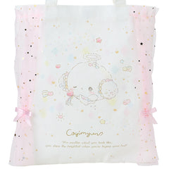 With it's uplifting message, "No matter what you look like, you shine the brightest when you're trying your best!" this rare Angel Cogimyun Shine Bright Tote Bag is a true treat! It features the rarely seen Sanrio character, Cogimyun, as a lovable angel holding a wand&nbsp; and spreading joy among an uplifting background of shooting stars and hearts. Veil-like curtains held by pink bows add an extra touch of sweet femininity!