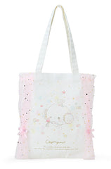 With it's uplifting message, "No matter what you look like, you shine the brightest when you're trying your best!" this rare Angel Cogimyun Shine Bright Tote Bag is a true treat! It features the rarely seen Sanrio character, Cogimyun, as a lovable angel holding a wand&nbsp; and spreading joy among an uplifting background of shooting stars and hearts. Veil-like curtains held by pink bows add an extra touch of sweet femininity!