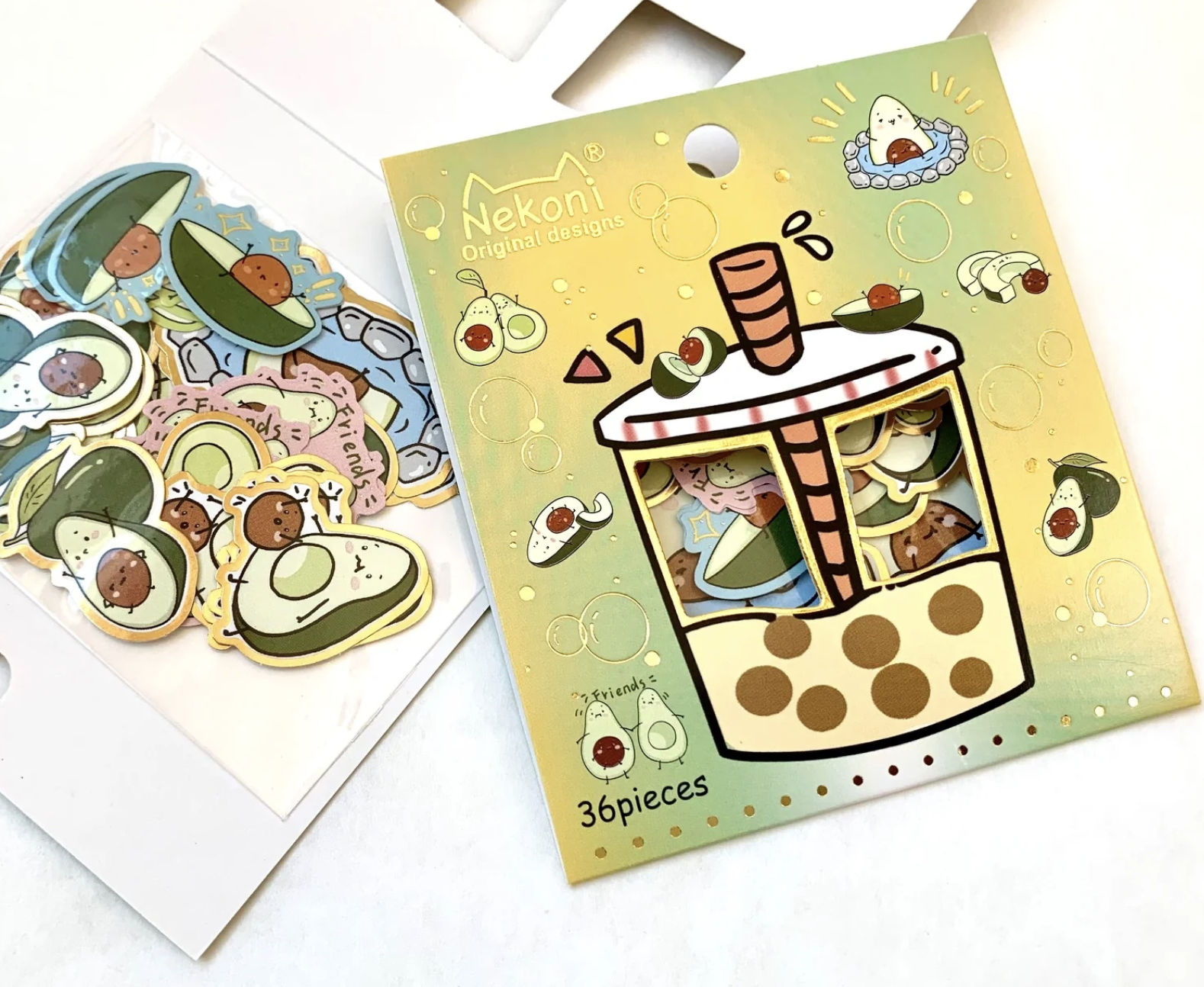 These amazing Avocado Boba Kawaii Flake Sticker Bags can add personality to any notes, letters, planners, and more! Get creative and mix and match multiple stickers to create unique new stories. Perfect for all ages especially or high school and college!