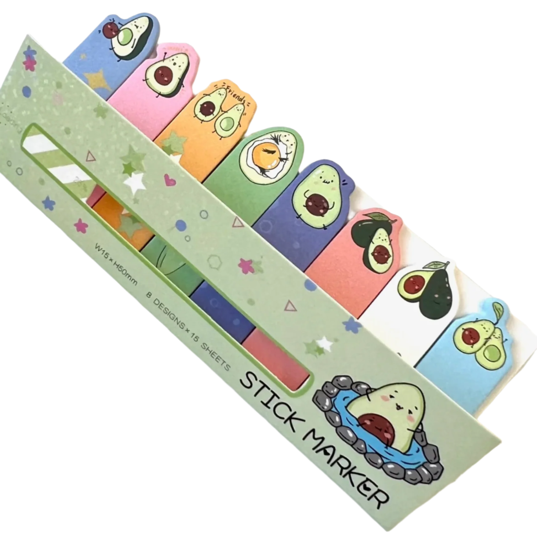Avocado Buddy Kawaii Sticky Index Notes | Healthy Fat Cute Foodie ...