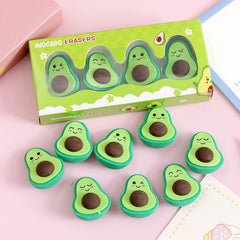 The adorable Avocado Chubby Belly Erasers Set features 4 cutie pie blooper-loving pals. They're ready to rise to the occasion of your next study or writing blunder.