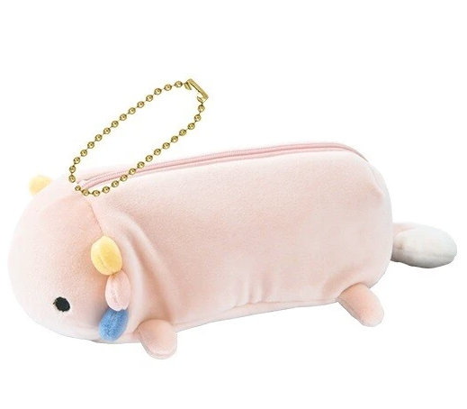 Axolotl Plushie Pencil case is just the right size for pens or any other small treasures you want to keep hidden away. To zip up, use the creature's tail, but not too roughly, or you might disturb it!