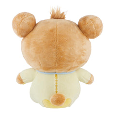 As if Rilakkuma didn't already capture all of our hearts, we now get to cuddle up with this ultra-soft and adorable Big Baby Rilakkuma Pajama Onesie Plushie! This plush toy features Rilakkuma dressed in a cozy, pastel yellow pajama onesie, complete with a cute blue bib with an embroidered bunny on it, perfect for nap time and hugs.&nbsp;