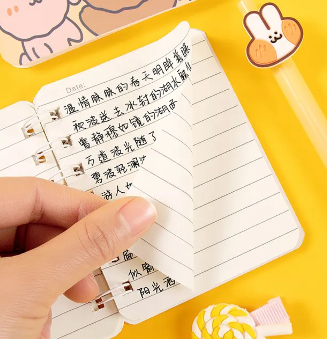 This Baking Bears Mini Spiral Notepad Set is a delightful companion for jotting down recipes, notes, or doodles on the go. Its sweet design features adorable happy pandas and cute phrases on the notebook cover, beary cute!