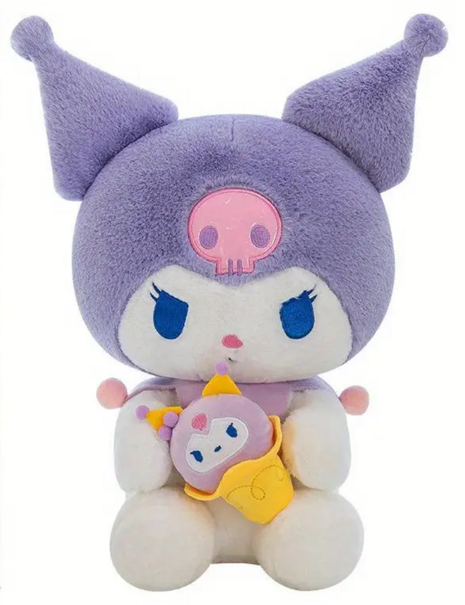 Sweeten your collection with the Big Kuromi Ice Cream Cone Plushie! This oversized plush features Kuromi embracing a delicious-looking ice cream cone, which happens to be a scoop of her purple sidekick Baku the Tapir!&nbsp;

Made with super-soft, high-quality materials, it’s perfect for cozy cuddles and adds a fun, playful vibe to any room. With a delightful mix of cuteness and sweetness, this plushie is a must-have for Kuromi and dessert lovers alike!