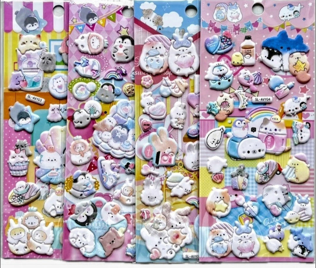 The raised, squishy puffy texture makes every little design pop, while the pastel colors give your creations the sweetest sleepy/kawaii aesthetic. A must-have for sticker lovers, stationery collectors, crafters, and anyone who believes everything is better with a little cuteness!