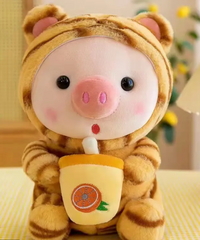 As if chubby pigs with round black eyes and flushing cheeks weren’t enough to make you squeal, these cuties are also in disguise and drinking boba!  With high quality touches, like embroidered boba cups, nothing was held back on these Boba Pigs Plushies in Disguise Kawaii stuffed animals
