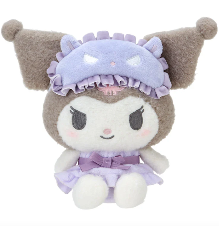 Sanrio's feisty favorite, Kuromi, is stylishly ready for bed! The Bow Pajamas + Mascot Sleep Mask Kuromi Plushie features a sweet center bow, ruffled nightie and an attached tapir-shaped sleep mask (It's Baku!) Soft fabrics make this huggable plush perfect for nighttime snuggles.


A comforting friend perfect for winding down. A nice pairing if you're assembling a spa-day gift basket. A solid addition to any plushie or Kuromi collection. Relax with the calming colors, friendly, embroidered face and just gen