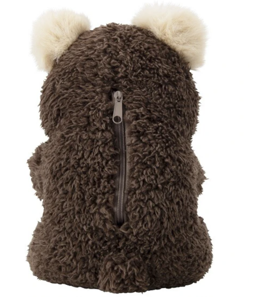 So fluffy, soft and fuzzy, inspiring peace and contentment, this Brown Bear Plushie with Hidden Zip Pouch is great for hugging, lying down on, and even holding a few items in its back zip pouch.