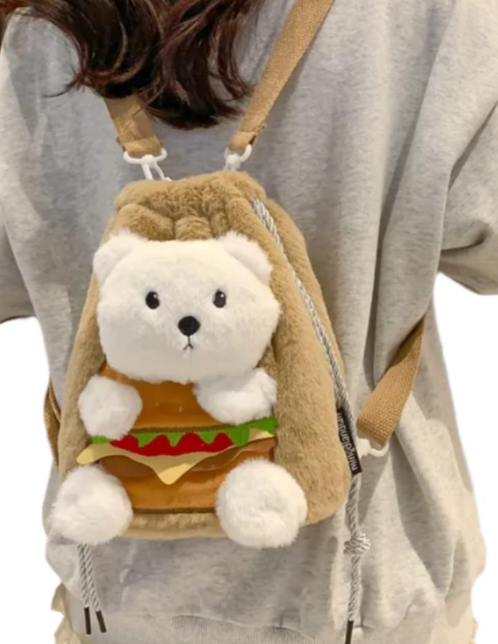 This charming Kawaii Street Style Burger Bear is designed for functionality and kawaii street-style appeal, the perfect accessory for the fashion girlies! Its soft plush lining turns its cuteness into comfort!