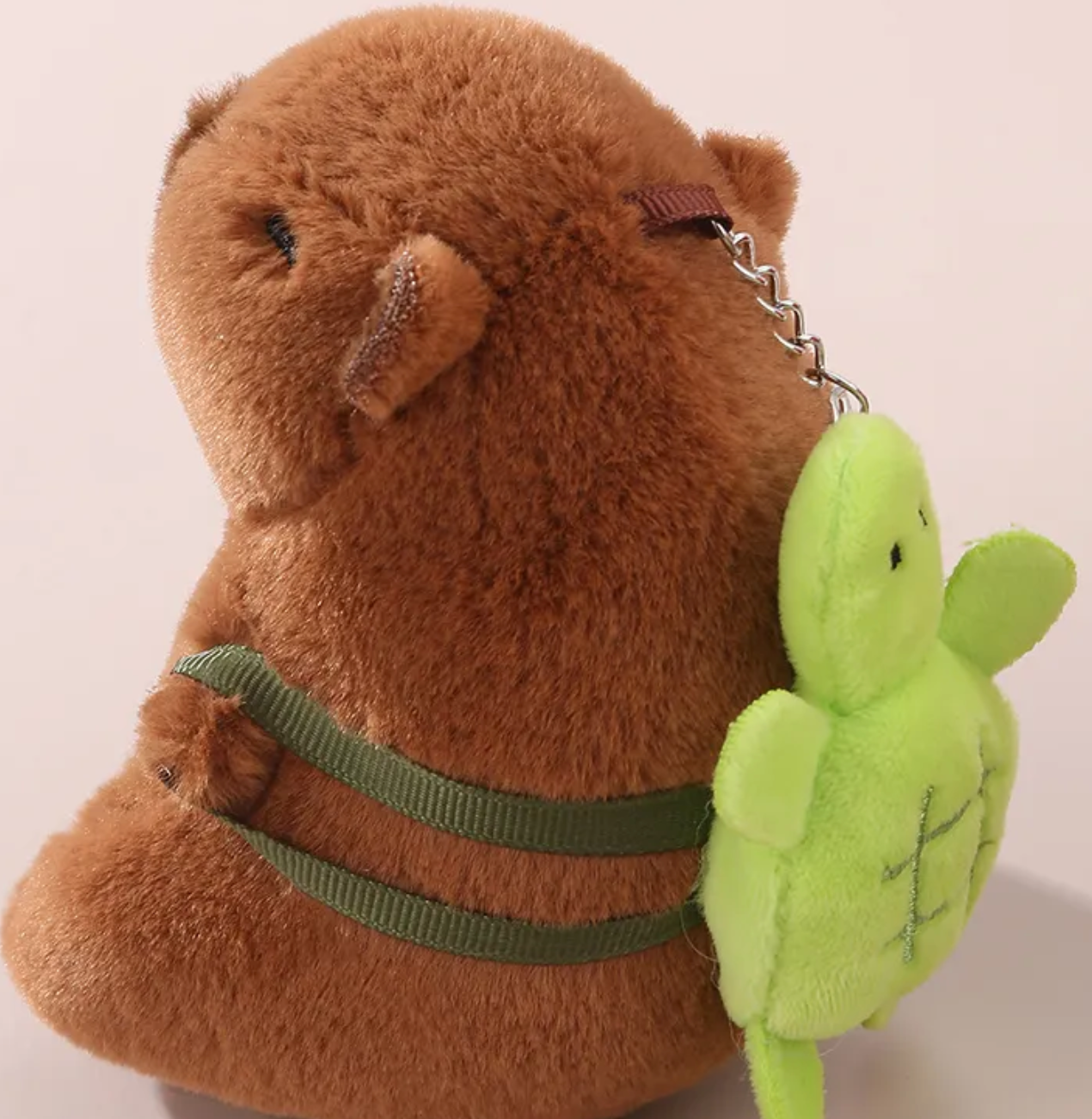 The strawberry hat capybara keychain you never knew you needed. The turtle backpack toting capybara keychain that's suddenly a must-have. Tote your keys with kawaii style and conquer your day with a Capybara Plushie Keychain