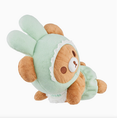 Adopt the lovable Rilakumma Chairoikoguma Bunny Baby Plushie from the Minna de Usauababy Series! Dressed in an enchanting pastel green baby bunny outfit, complete with a sweet white bib embroidered with "GAOO!", this plushie is the epitome of kawaii.