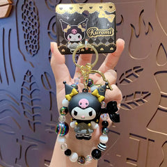 Each bracelet keychain is pieced with coordinating beads that complement Kuromi’s playful personality, offering a stylish way to keep your keys or decorate your bag. The stretchy bracelet design allows you to wear it comfortably on your wrist and the keyring lets you attach it to your favorite bags and accessories.