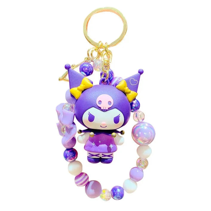 Each bracelet keychain is pieced with coordinating beads that complement Kuromi’s playful personality, offering a stylish way to keep your keys or decorate your bag. The stretchy bracelet design allows you to wear it comfortably on your wrist and the keyring lets you attach it to your favorite bags and accessories.