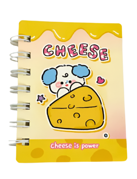 This compact Cheese Lovers Puppy Mini Notebook is perfect for jotting down notes, doodles, or daily reflections with a touch of cheesy goodness! The sturdy spiral binding ensures durability and allows for easy flipping of pages, while the compact size makes it ideal for carrying in your bag or pocket, so kawaii!