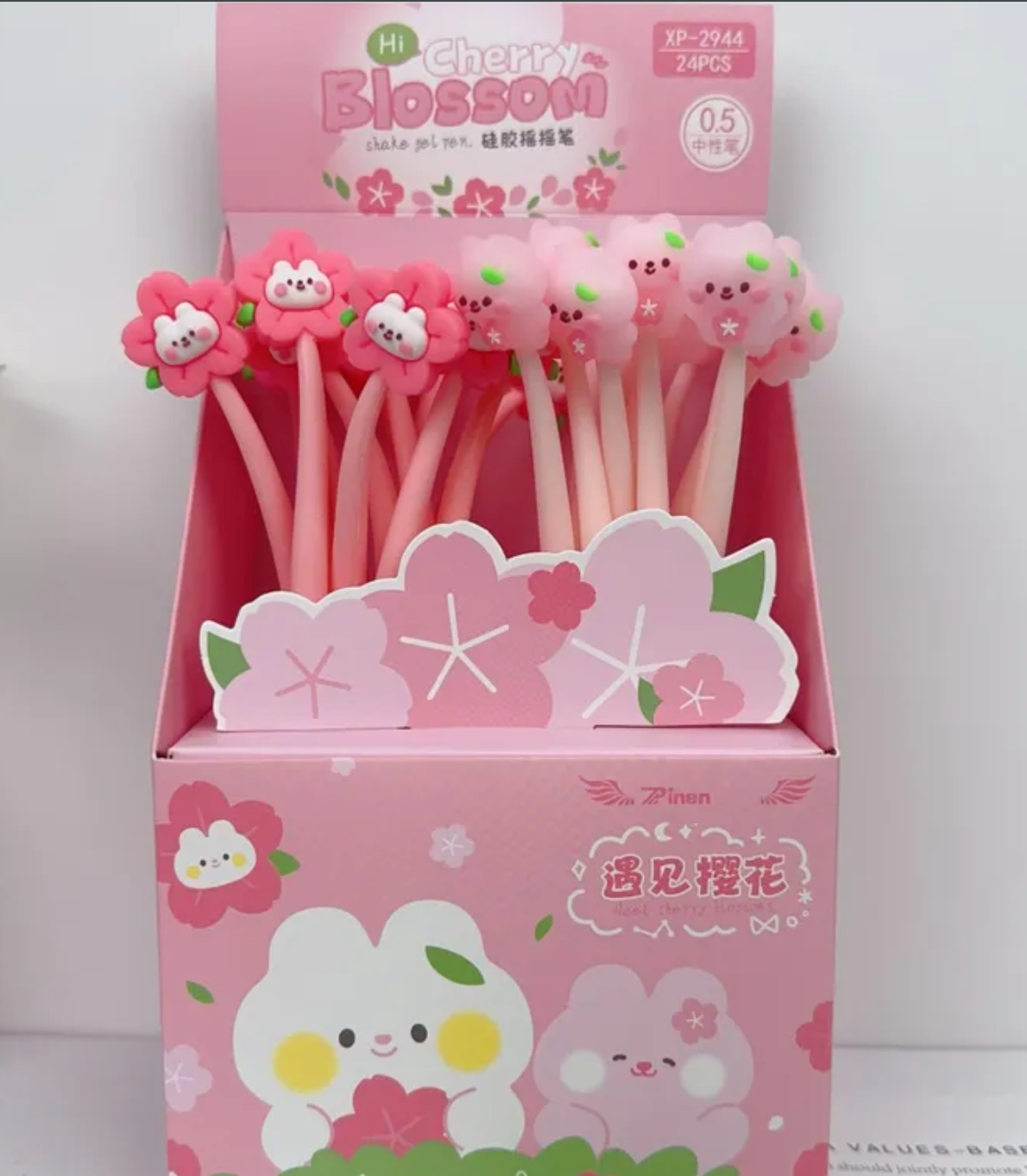 Cherry Blossom Sakura Kawaii pen in this delightful style features a lovely design of a white bear amidst cherry blossom flowers, adding a touch of springtime joy to your writing experience.