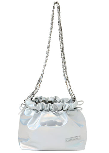 Class and shine meets everyday style with our Cinnamoroll Silver Metallic Ribbon Shoulder Bag! This limited edition bag features a stunning silver metallic finish adorned with elegant ribbon details and adorable Cinnamoroll charm. The practical drawstring cinch closure keeps your belongings secure while maintaining easy access. Perfectly sized for daily essentials and featuring a comfortable shoulder strap, this bag combines functionality with kawaii flair. 