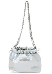 Class and shine meets everyday style with our Cinnamoroll Silver Metallic Ribbon Shoulder Bag! This limited edition bag features a stunning silver metallic finish adorned with elegant ribbon details and adorable Cinnamoroll charm. The practical drawstring cinch closure keeps your belongings secure while maintaining easy access. Perfectly sized for daily essentials and featuring a comfortable shoulder strap, this bag combines functionality with kawaii flair. 