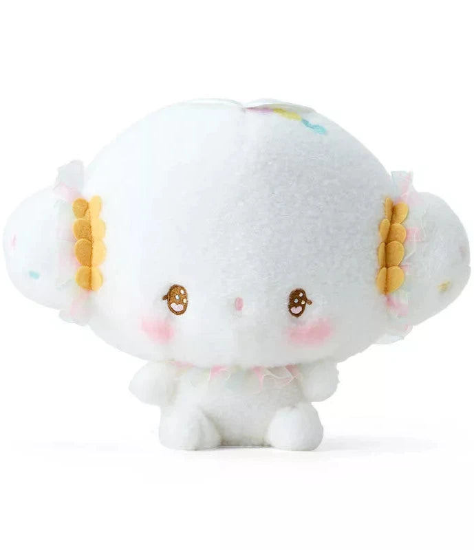 Part of the lovely Angel Dance Party line, this rare Cogimyun Angel Dance Party Plushie is a true treat! It features the rarely seen Sanrio character, Cogimyun, in lovable pastel cuffles at her ears and collar. Rosy pink cheeks, and a sweet expression complete with glistening heart eyes add an extra touch of femininity and sweetness!&nbsp;