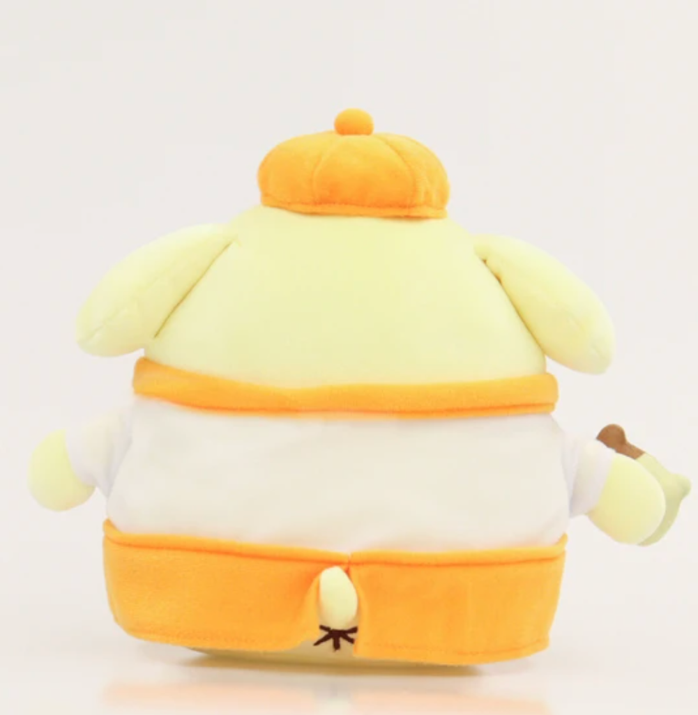 Check out Pompompurin, the beloved happy yellow dog by Sanrio, now in his new role as an exceptionally sweet lil baker! This doll captures all the charm and sweetness of Pompompurin and makes the perfect companion for any dessert enthusiast or Sanrio fan.