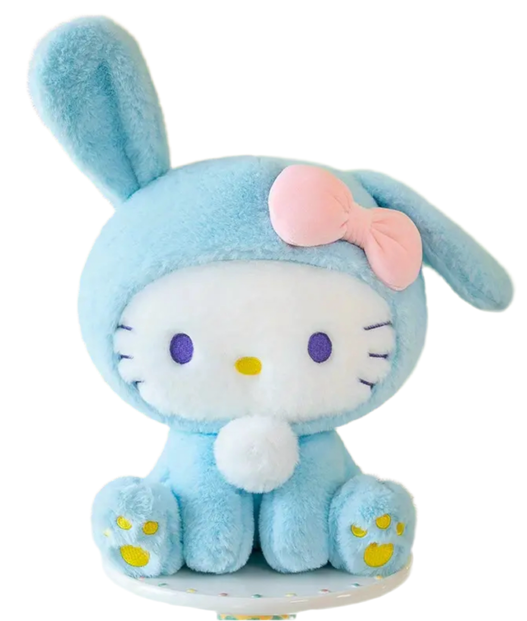 Meet the Curious Bunny Hello Kitty Plushie, a charming blend of Hello Kitty’s iconic style with an adorable bunny twist! This plushie features Hello Kitty wearing a cute bunny hoodie with one ear playfully perked up, giving her a curious and sweet expression.