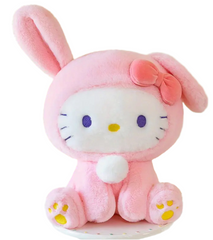 Meet the Curious Bunny Hello Kitty Plushie, a charming blend of Hello Kitty’s iconic style with an adorable bunny twist! This plushie features Hello Kitty wearing a cute bunny hoodie with one ear playfully perked up, giving her a curious and sweet expression.