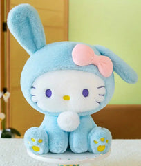 Meet the Curious Bunny Hello Kitty Plushie, a charming blend of Hello Kitty’s iconic style with an adorable bunny twist! This plushie features Hello Kitty wearing a cute bunny hoodie with one ear playfully perked up, giving her a curious and sweet expression.