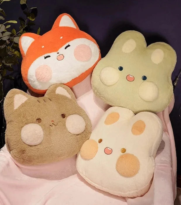 Cushion cozies are perfect for chilly days! This multifunctional plushie combines the softness of a huggable pillow with the coziness of a built-in hand warmer, all in an adorable cat design.&nbsp;

Shaped like a charming fox with sweet embroidered details, it’s perfect for animal lovers of all ages. High quality and well constructed to keep its shape for a long time, you can also tuck your hands into the hidden pocket for instant warmth and cozy relaxation.