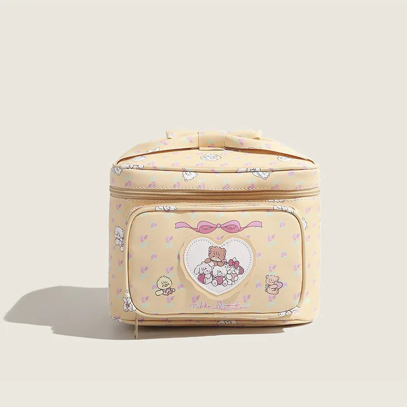 Mikko Illustrations Vintage Yellow Floral Travel Makeup Bag