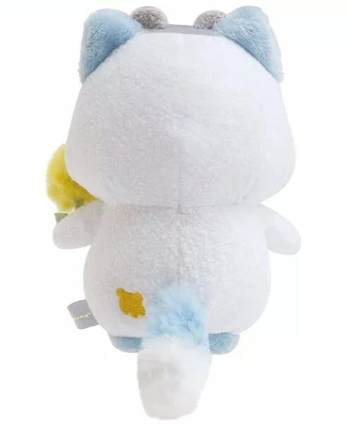 Awww... look at this amazing Dandelion Star Hamster Blue Wolf Plushie! He is an irresistibly cute plush that combines RIlakkuma the bear's hamster bestie sweetness with a playful wolf-inspired design! This unique plushie features the adorable hamster dressed in a cozy wolf onesie, complete with little wolf ears, and a fluffy tail. He holds an adorable dandelion tuft, and has a star embroidered on his belly that add a dreamy touch to his whole get-up.