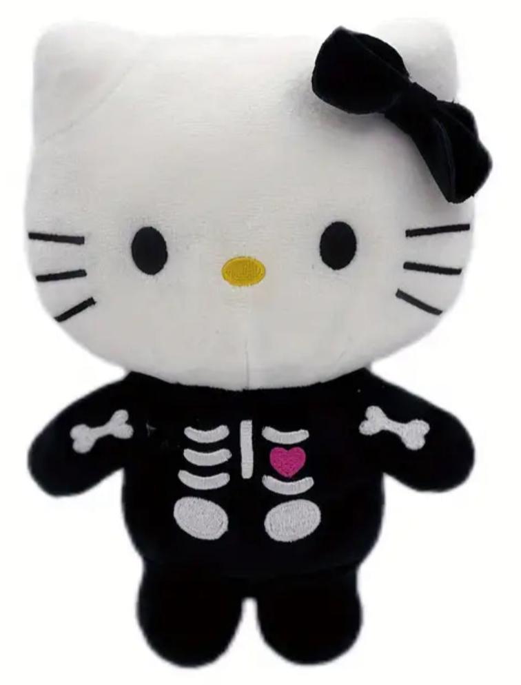 The Dark Side Skeleton Hello Kitty Plushie – a spooky twist on the beloved character, perfect for fans who love a little dark side charm! This plushie features Hello Kitty dressed as a cute skeleton, with her signature bow and adorable face, but with a playful skeleton design in soft, detailed embroidery. Made from plush fabric, it’s the perfect mix of spooky and sweet, with just the right amount of spookiness for a fun, festive look.