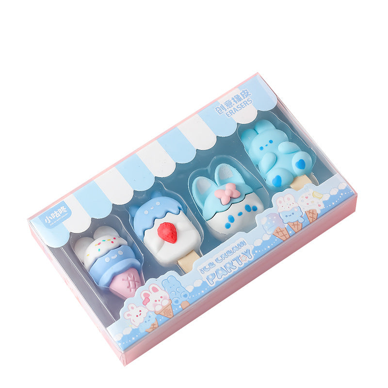 Soft pastels, sweets, and bunnies combine to make this Darling Dessert Bunny Erasers Set spectacular. Popsicles and ice cream cones topped with rabbit ears make erasing a delight. What a thoughtful little gift for that sweet tooth friend or family member of yours. The student, worker or artist who likes to sketch and erase with a smile in kawaii style will love this.