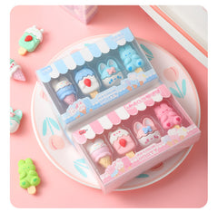 Soft pastels, sweets, and bunnies combine to make this Darling Dessert Bunny Erasers Set spectacular. Popsicles and ice cream cones topped with rabbit ears make erasing a delight. What a thoughtful little gift for that sweet tooth friend or family member of yours. The student, worker or artist who likes to sketch and erase with a smile in kawaii style will love this.