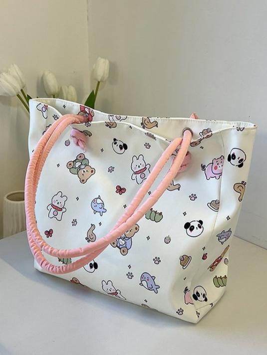 Fun, cute, and functional, this Everything Kawaii Print Shoulder Bag is a delightful bag featuring an enchanting all-over print. Showcasing adorable characters and designs: a playful panda, a cheerful bunny holding a carrot, a cuddly teddy bear, a narwhal with a magical horn, an all sorts of other whimsically happy delights!

This bag is perfect for school, work, or casual outings and is made from durable, nylon fabric with a soft pastel finish. It’s both stylish and practical with the double shoulder strap