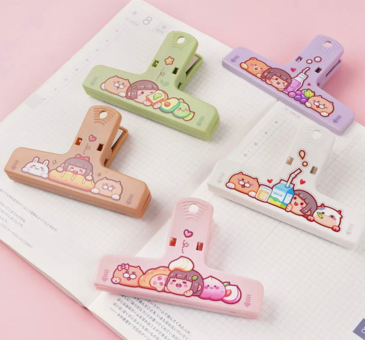 Study with the convenience of this adorable Farm Girl All Purpose Clip adorned with images sure to make you smile! This animated clip brings a touch of child-like charm to your kitchen, desk, or planner, making it a delightful accessory for organizing your notes and document or keeping your precious snacks fresh.